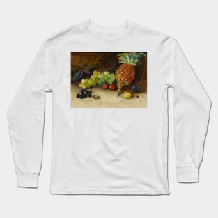 Still Life with a Pineapple, Grapes, Nuts and Plums by John Atkinson Grimshaw Long Sleeve T-Shirt